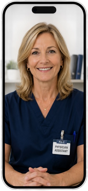 Phone showing a video visit with a care team member